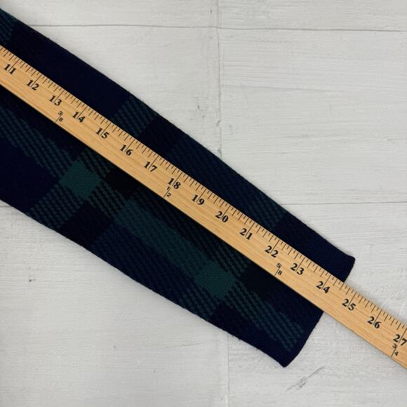 Talbots Pure Merino Wool Cardigan Large Green Tartan Plaid Preppy Open Front - Picture 12 of 15